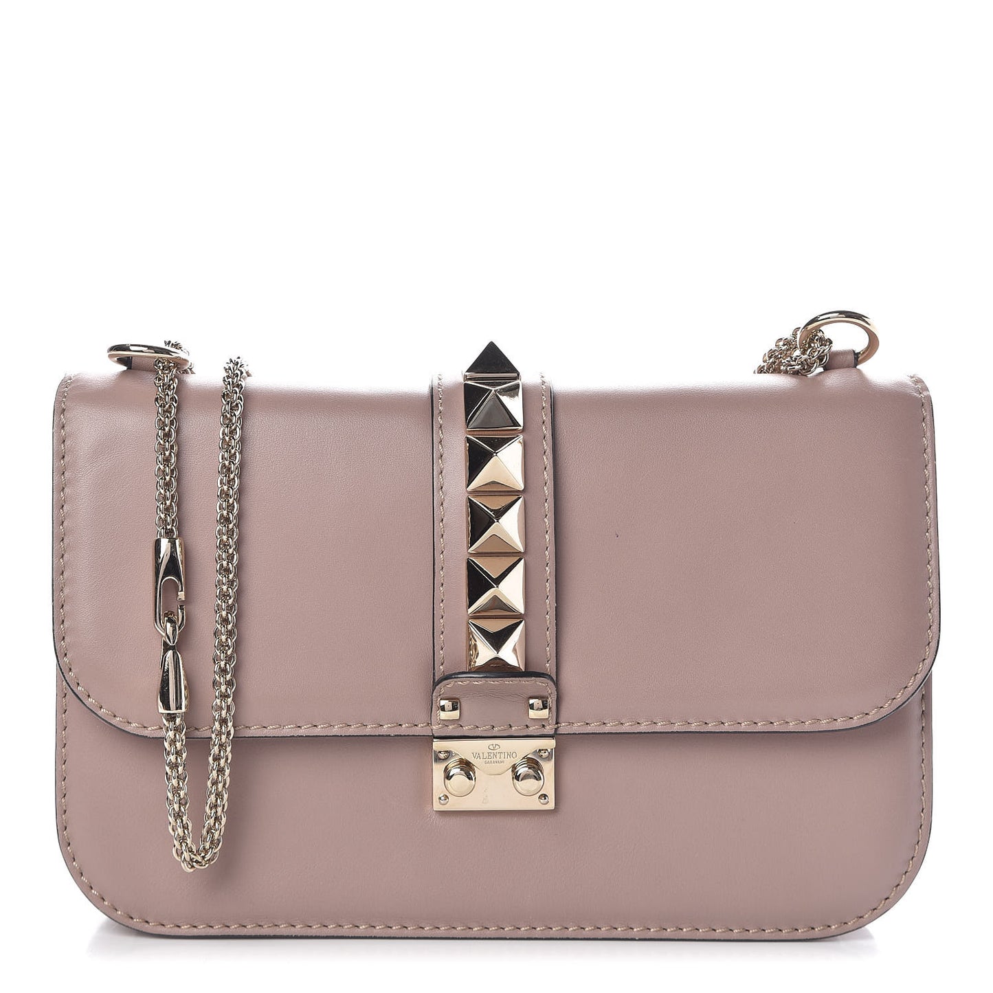 Vitello Medium Glam Lock Rockstud Flap Poudre