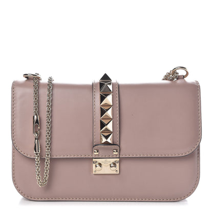 Valentino Garavani Vitello Medium Glam Lock Rockstud Flap Poudre 1 of 12