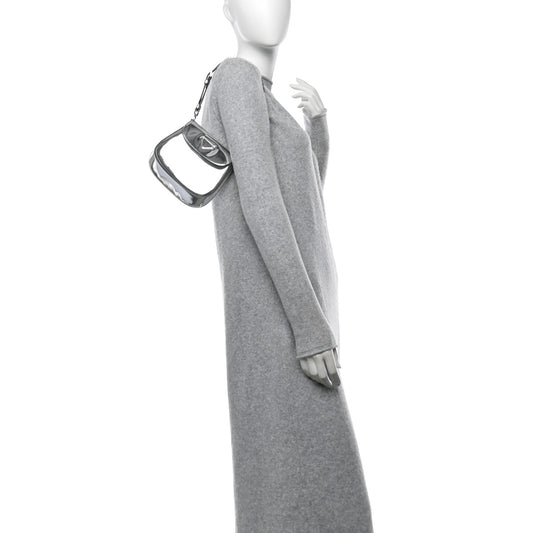 Spazzolato Mini Cleo Flap Adjustable Strap Shoulder Bag Silver