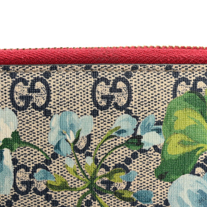 Gucci GG Supreme Monogram Blooms Zip Around Wallet Blue Red 17 of 17