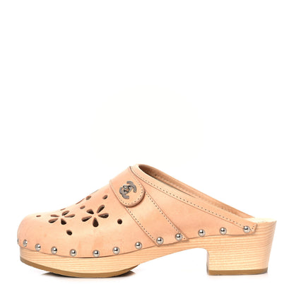 Chanel Calfskin Cut Out CC Turn Lock Clogs 39 Beige 1 of 7