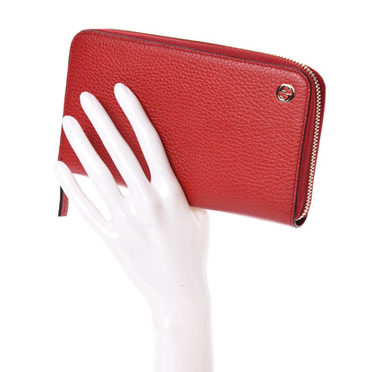 Gucci Dollar Calfskin GG Zip Around Wallet Red 2 of 7