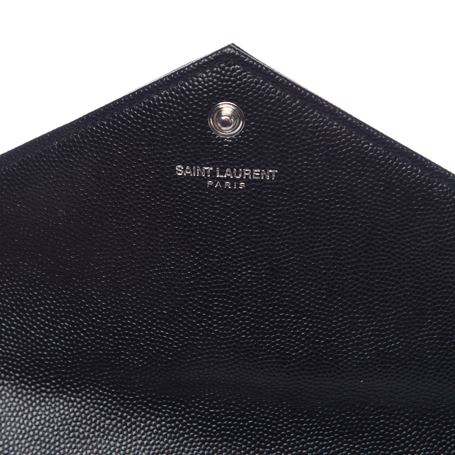 Saint Laurent Grain De Poudre Matelasse Chevron Medium Monogram Chain Wallet Black 6 of 12