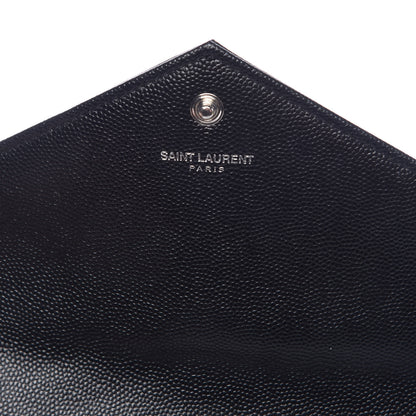 Saint Laurent Grain De Poudre Matelasse Chevron Medium Monogram Chain Wallet Black 6 of 12