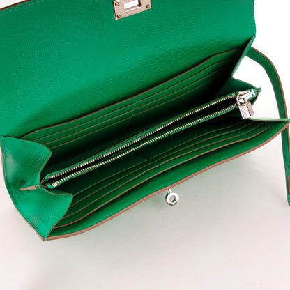 Hermes Chevre Mysore Kelly Longue Wallet Menthe 7 of 7