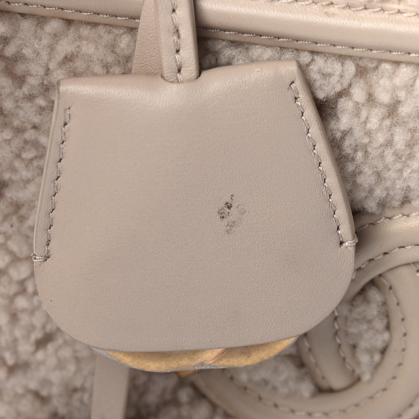 Shearling Lambskin Quilted Small CC Filigree Vanity Case Beige