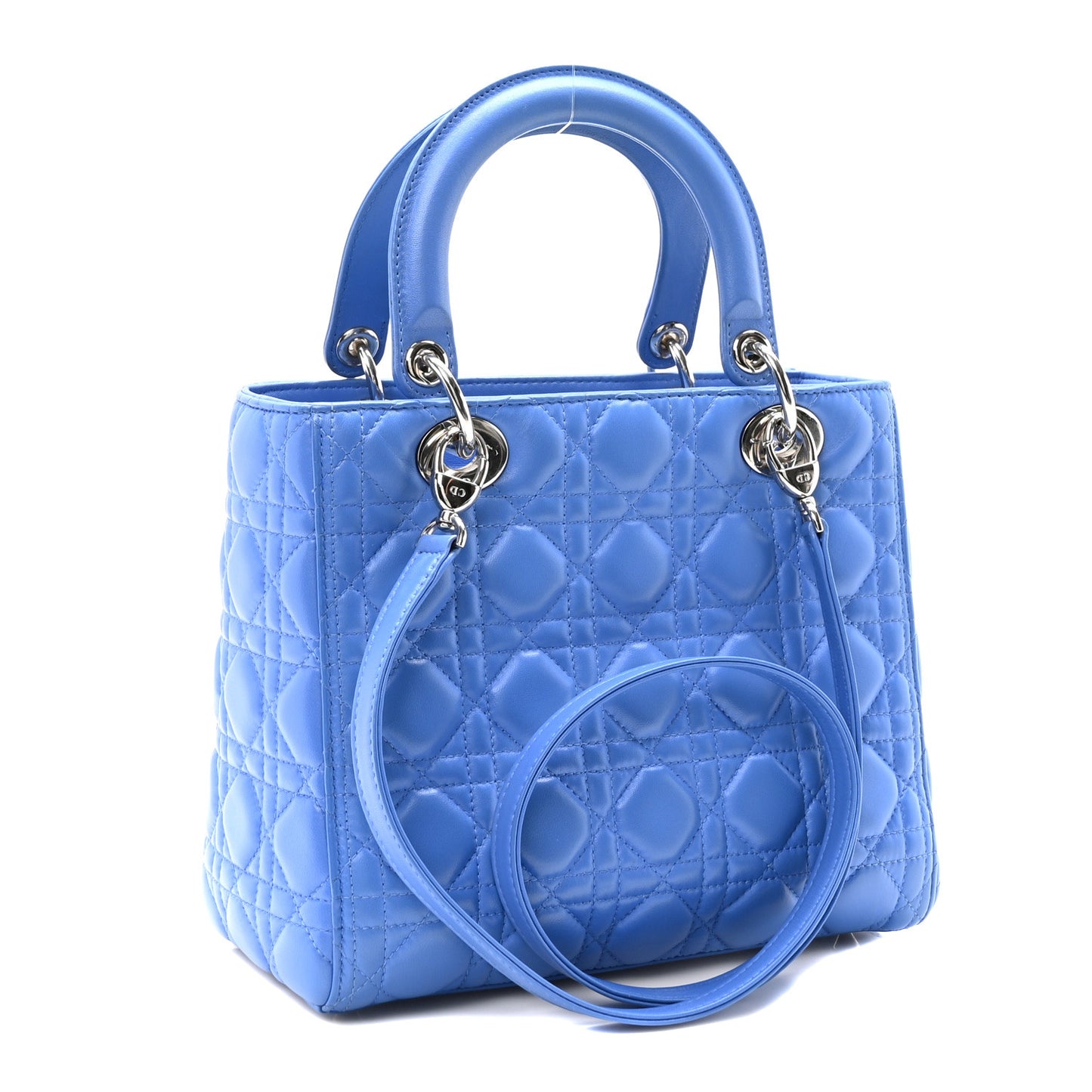 Lambskin Cannage Medium Lady Dior Blue Persan