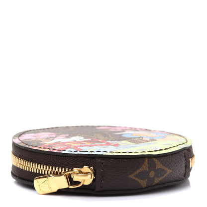 Louis Vuitton Monogram 2021 Christmas Animation Japanese Garden Round Coin Purse Wisteria Pink 4 of 7