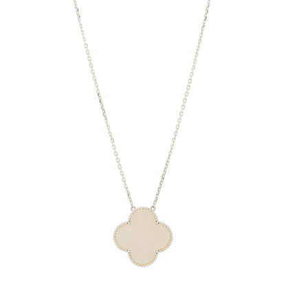 Van Cleef & Arpels 18K White Gold Mother of Pearl Magic Alhambra Pendant Necklace 1 of 6