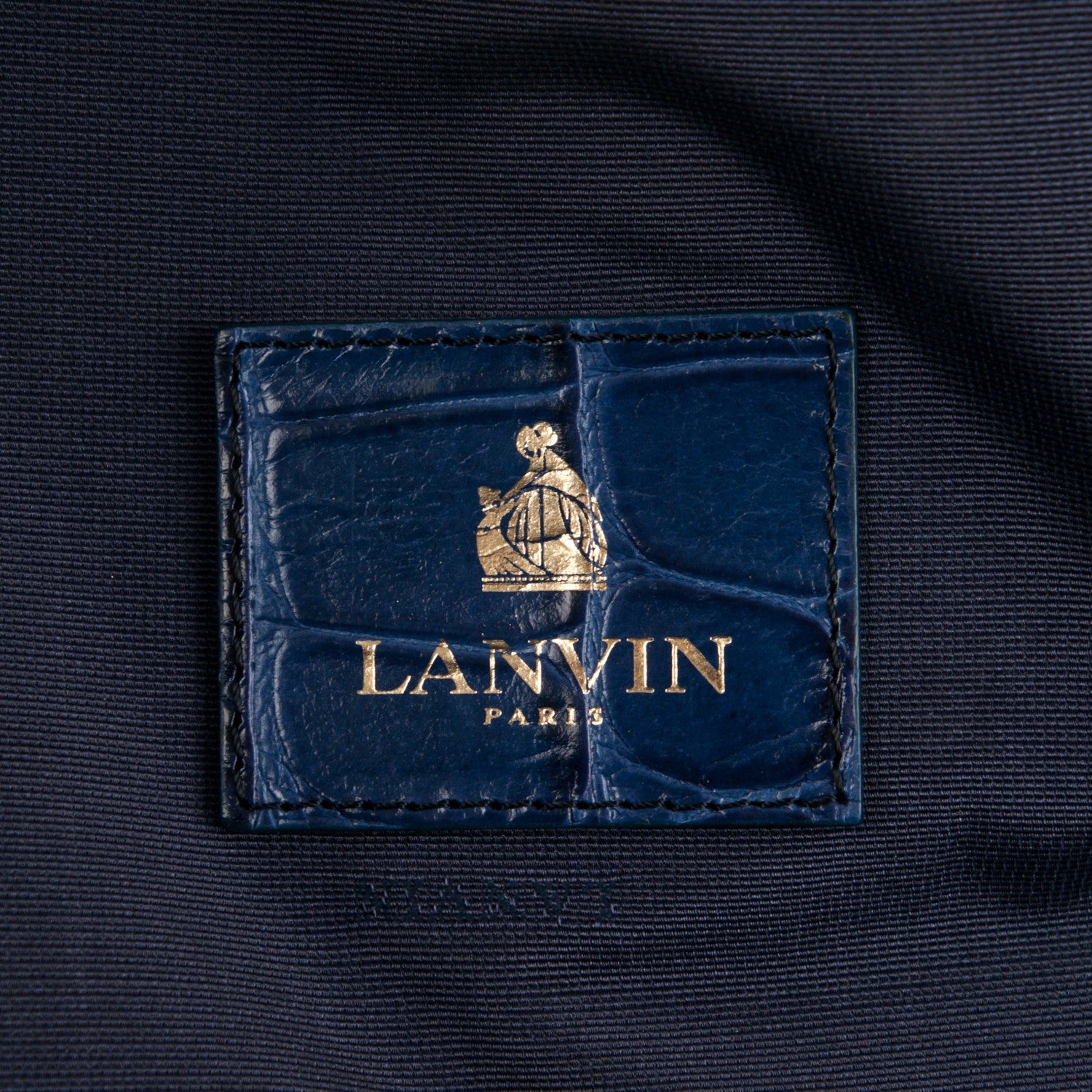 Lanvin Calfskin Crocodile Embossed Moon River Tote Marine 6 of 9
