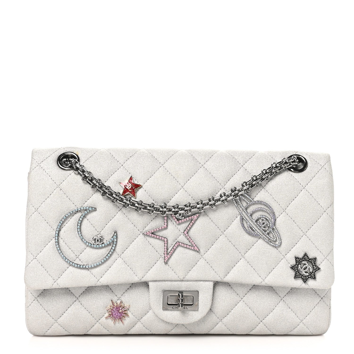 Chanel Metallic Canvas Space Charms 2.55 Reissue 226 Flap Silver 1 of 12