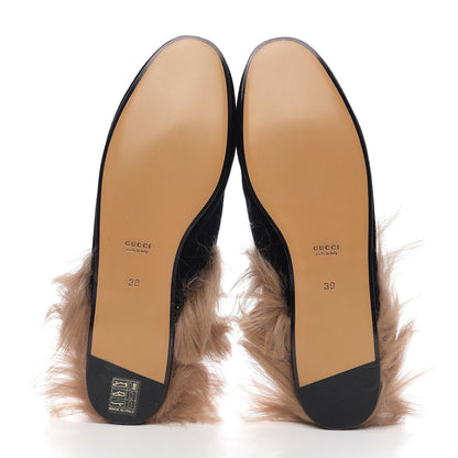 Gucci Velvet Fur Womens Princetown Slippers 39 Black 6 of 8