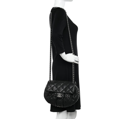Chanel Washed Lambskin Quilted Medium Chain Around Messenger Black 2 of 11