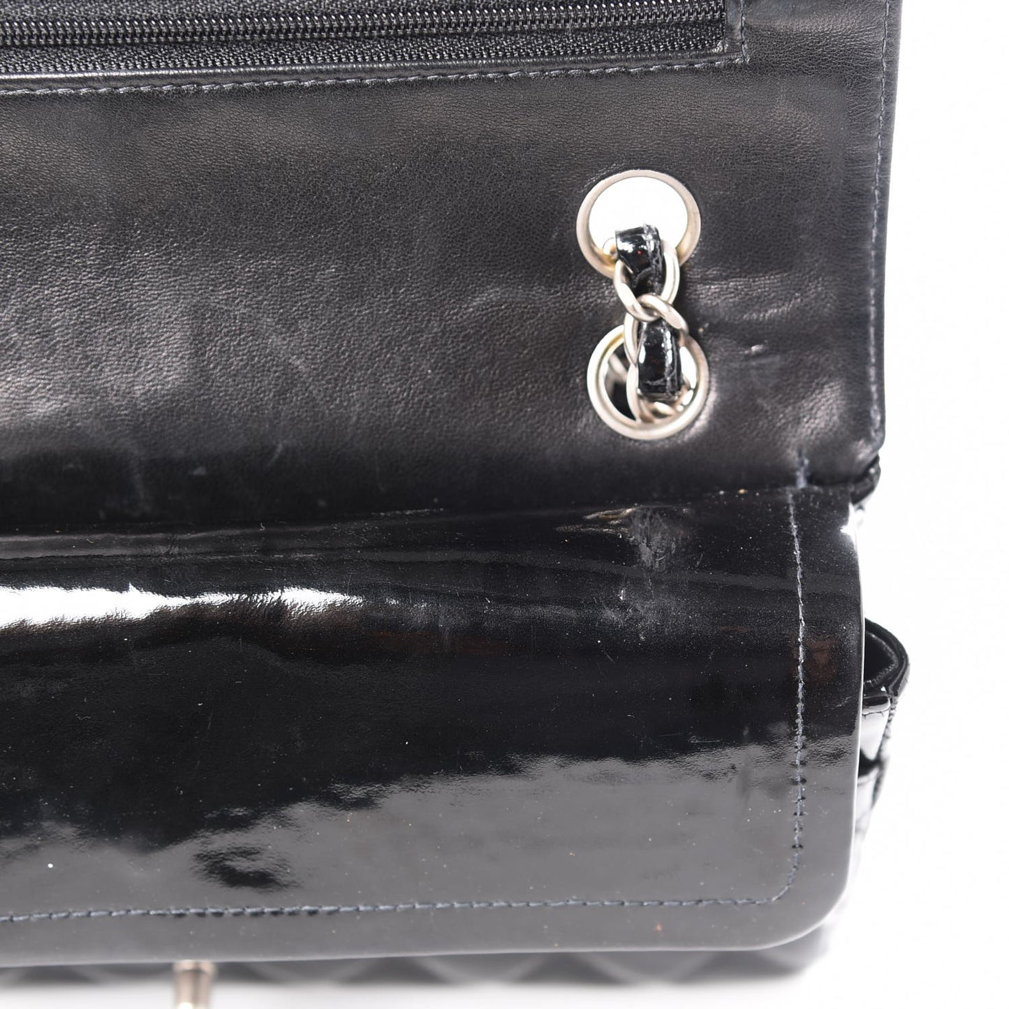 Patent Quilted Small Double Flap Black