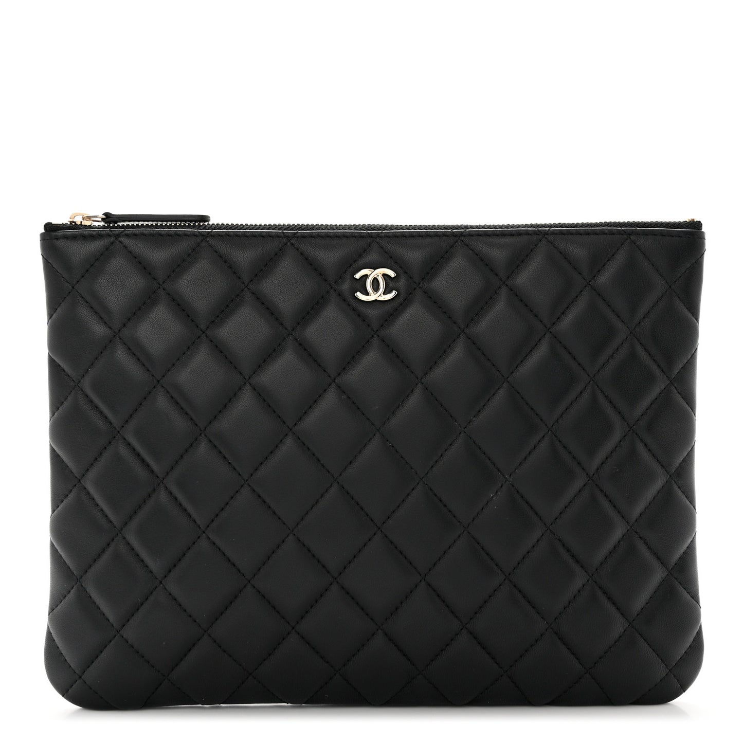 Lambskin Quilted Medium Cosmetic Case Black
