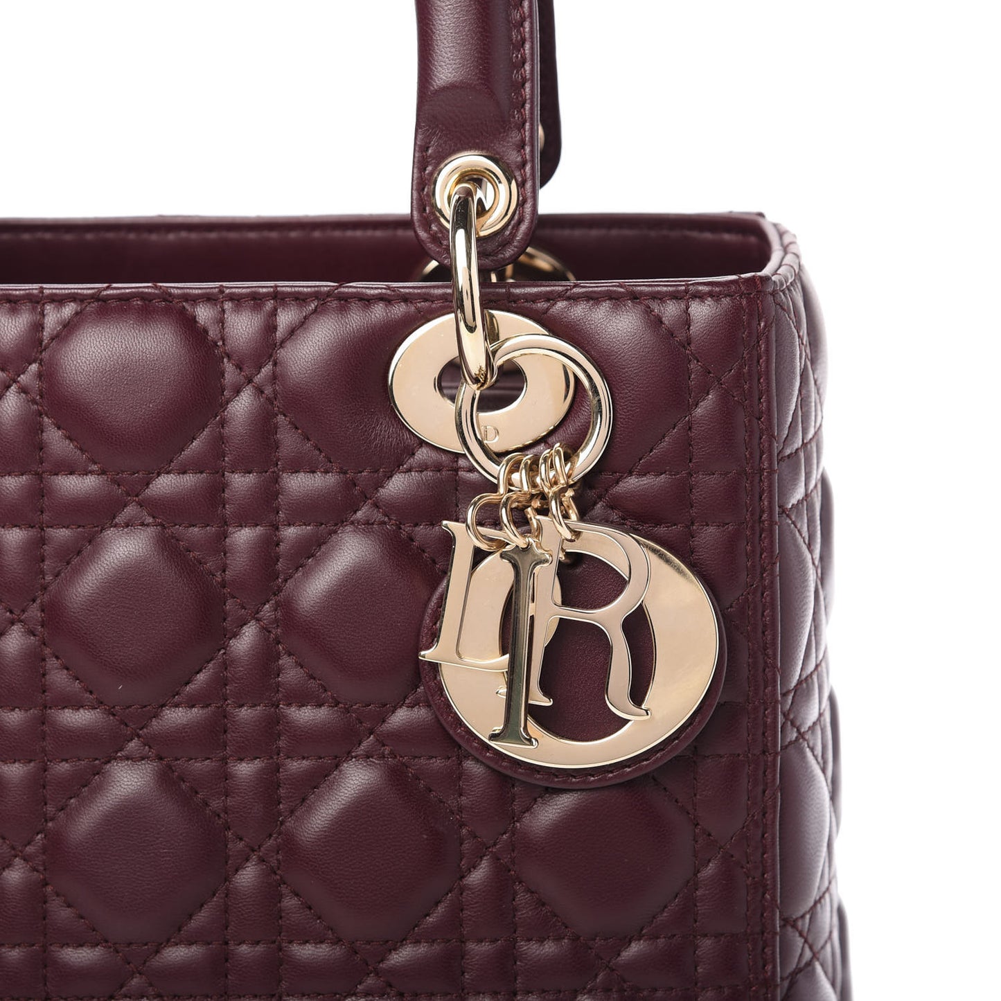 Lambskin Cannage Medium Lady Dior Burgundy