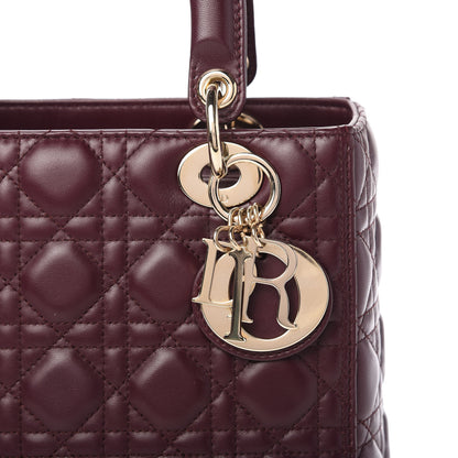 Christian Dior Lambskin Cannage Medium Lady Dior Burgundy 10 of 10