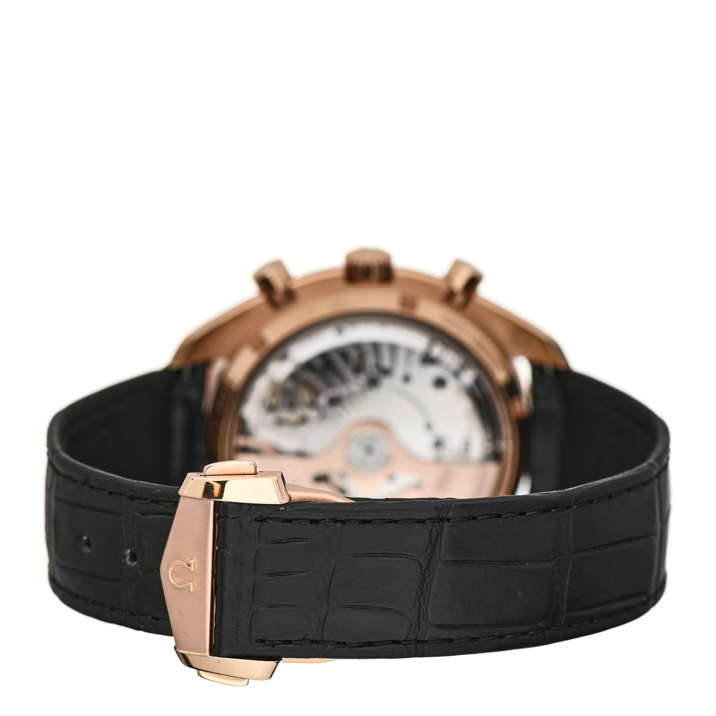 18K Sedna Gold Alligator 44mm Speedmaster Moonphase Chronograph Automatic Watch Black 304.63.44.52.01.001