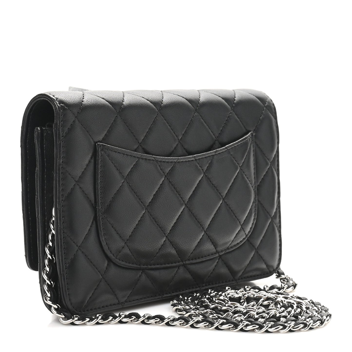Lambskin Quilted Wallet On Chain WOC Black