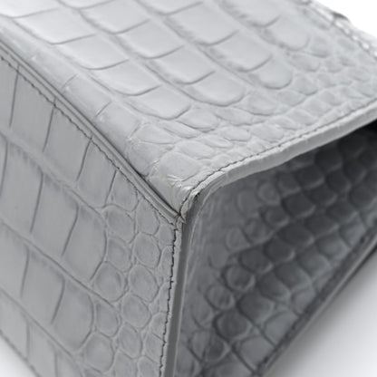 Balenciaga Shiny Calfskin Crocodile Embossed Small Hourglass Top Handle Bag Balenciaga Grey 17 of 17