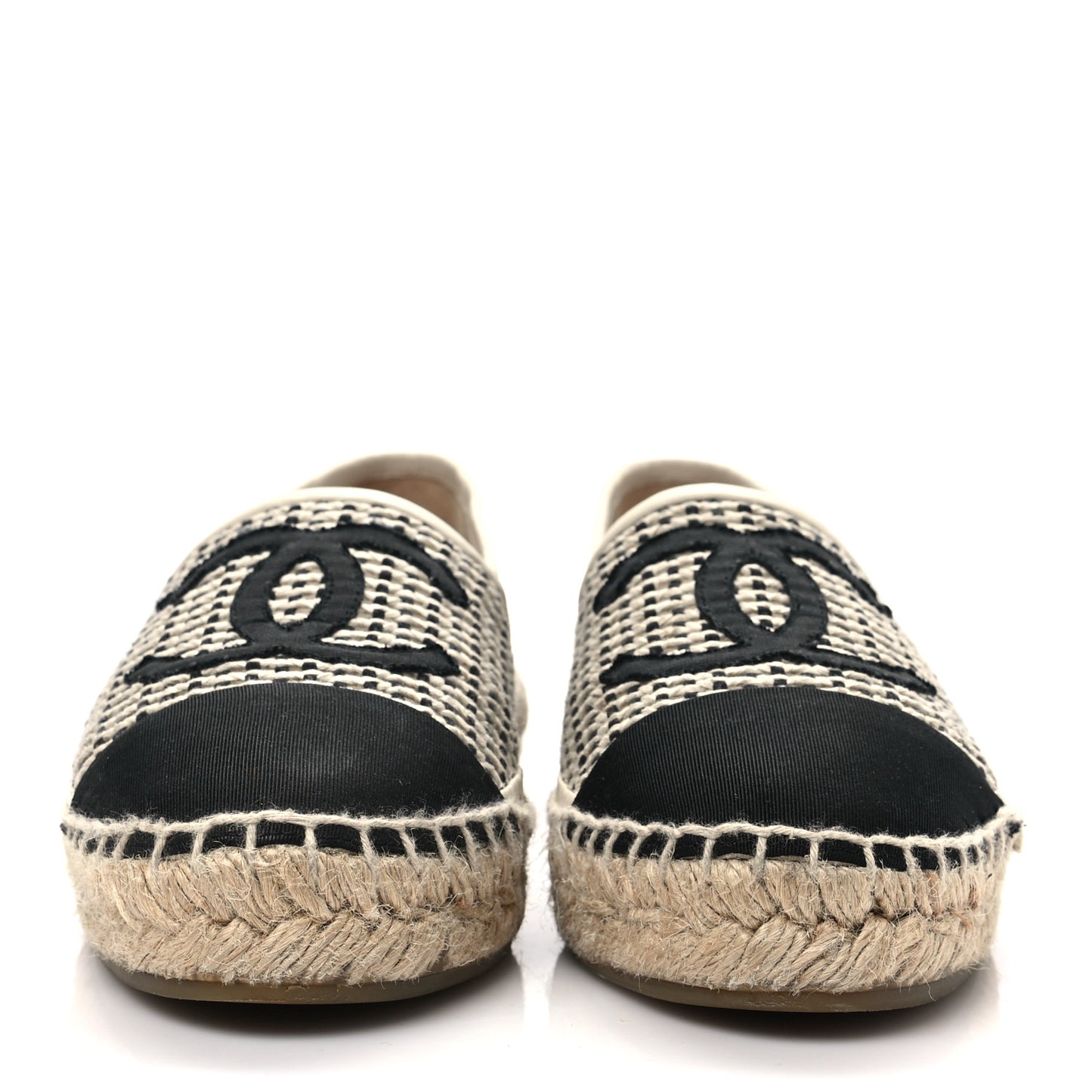 Mesh Grosgrain CC Espadrilles 38 Beige Black