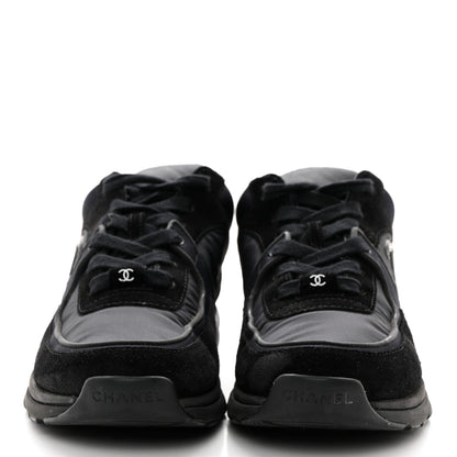 Chanel Nylon Calfskin Suede CC Sneakers 39 Black 2 of 9