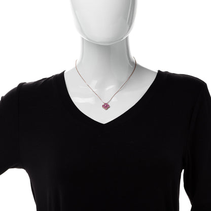 Van Cleef & Arpels 18K Rose Gold Diamond Rhodonite Vintage Alhambra Pendant Necklace 2 of 6