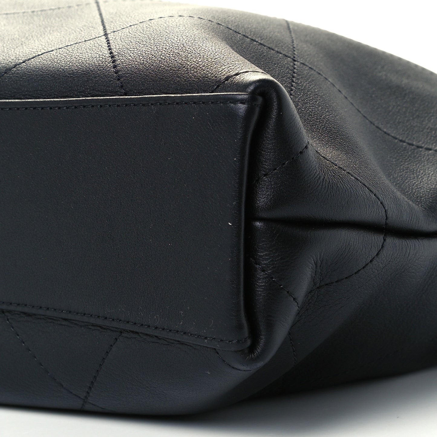 Calfskin Stitched Medium Shopping Tote Black