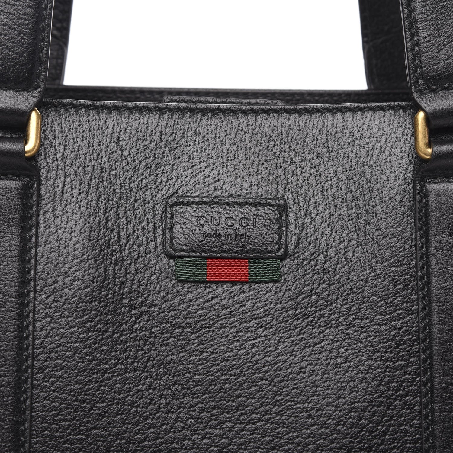 Gucci Textured Dollar Calfskin Web Tote Black 11 of 11