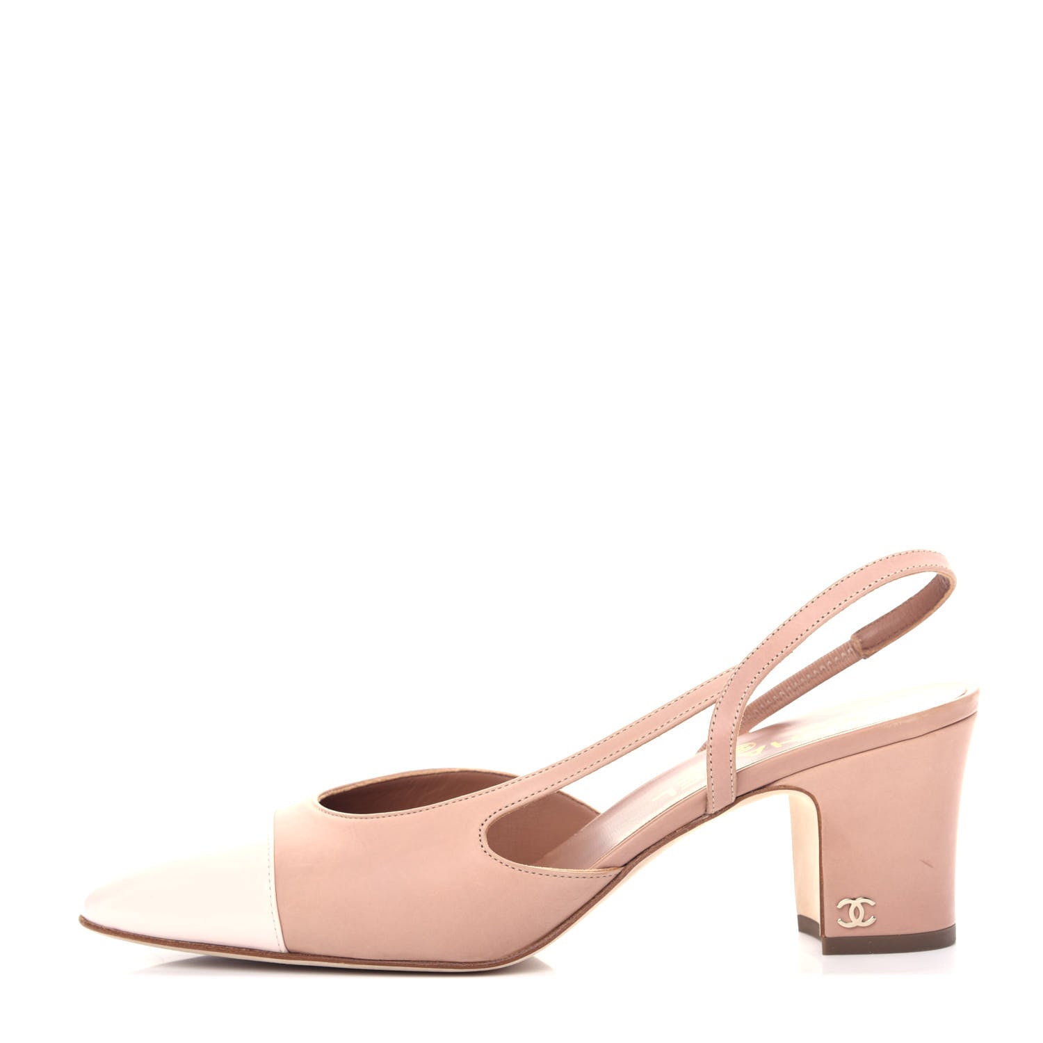 Chanel Glazed Calfskin Cap Toe CC Slingback Pumps 40 Beige Pink 1 of 11