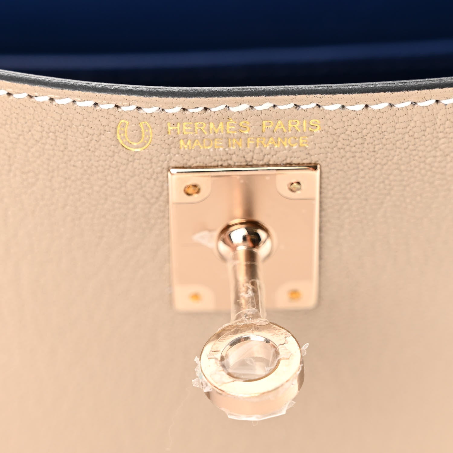 Hermes Chevre Mysore Horseshoe Mini Kelly Sellier 20 Gris Tourterelle Bleu Indigo 7 of 13