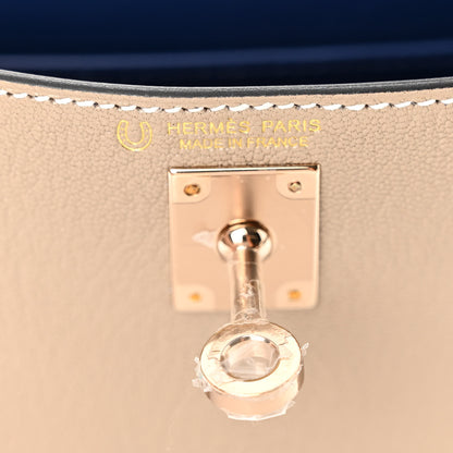 Hermes Chevre Mysore Horseshoe Mini Kelly Sellier 20 Gris Tourterelle Bleu Indigo 7 of 13