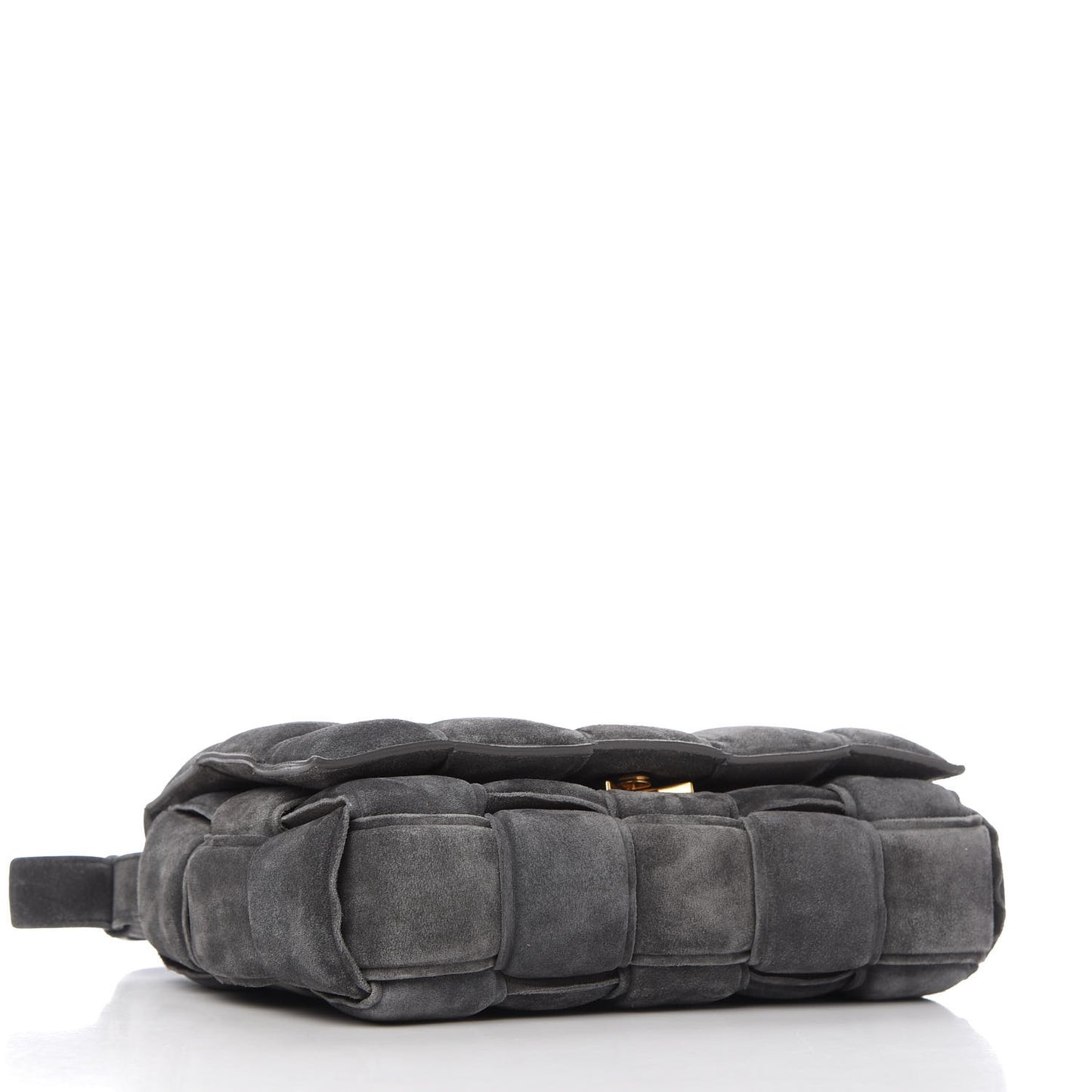 Suede Maxi Intrecciato Padded Cassette Crossbody Bag Graphite