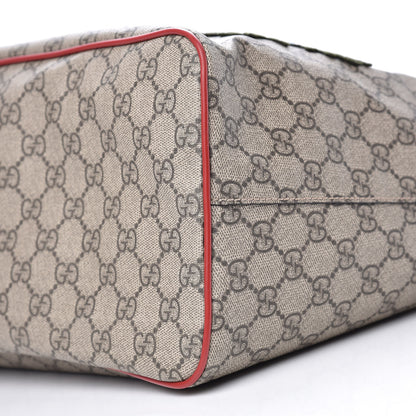 Gucci Soft GG Supreme Monogram Kingsnake Heart Embroidered Medium Crossbody Tote Beige Hibiscus Red 10 of 11