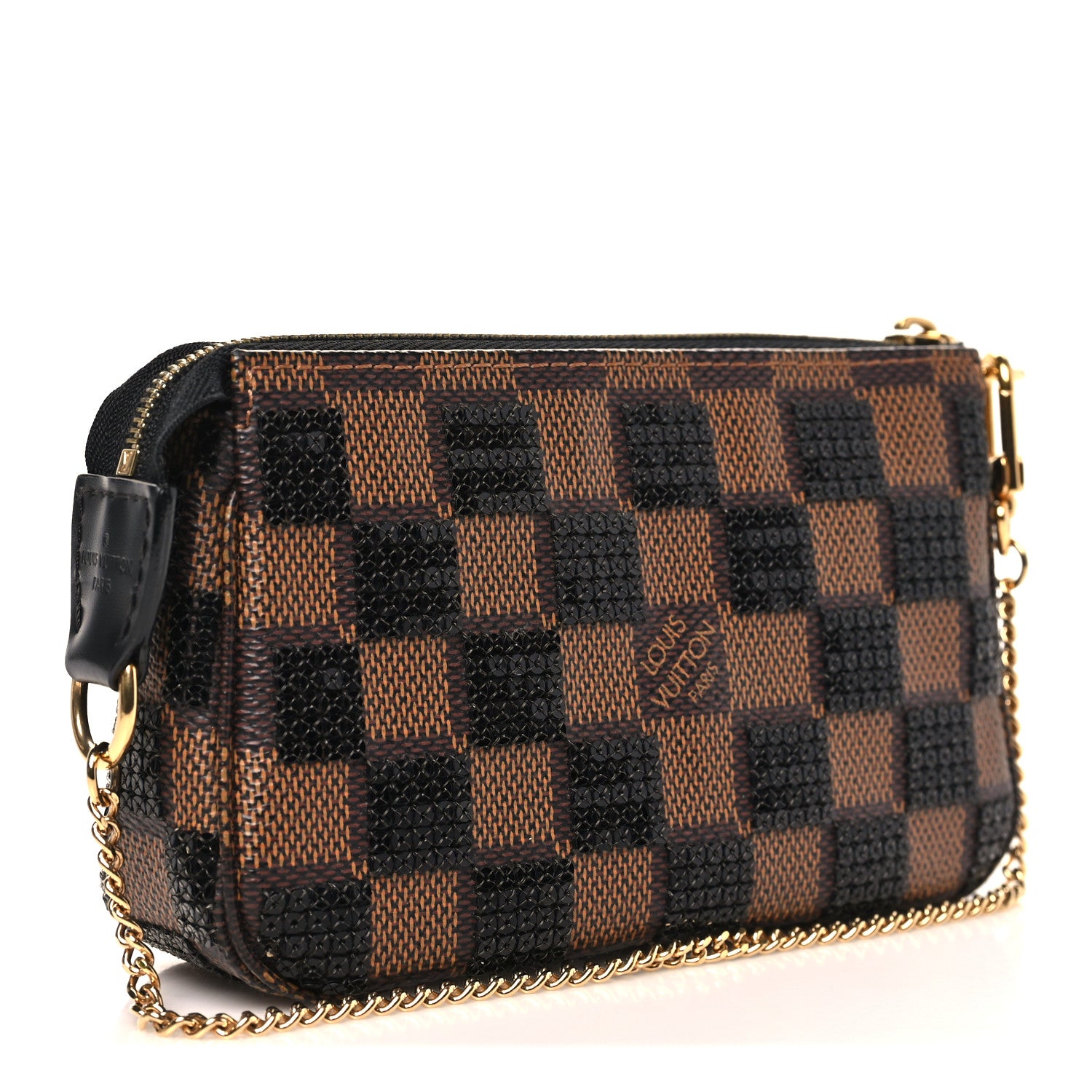 Louis Vuitton Damier Paillettes Mini Pochette Accessories Black 2 of 8