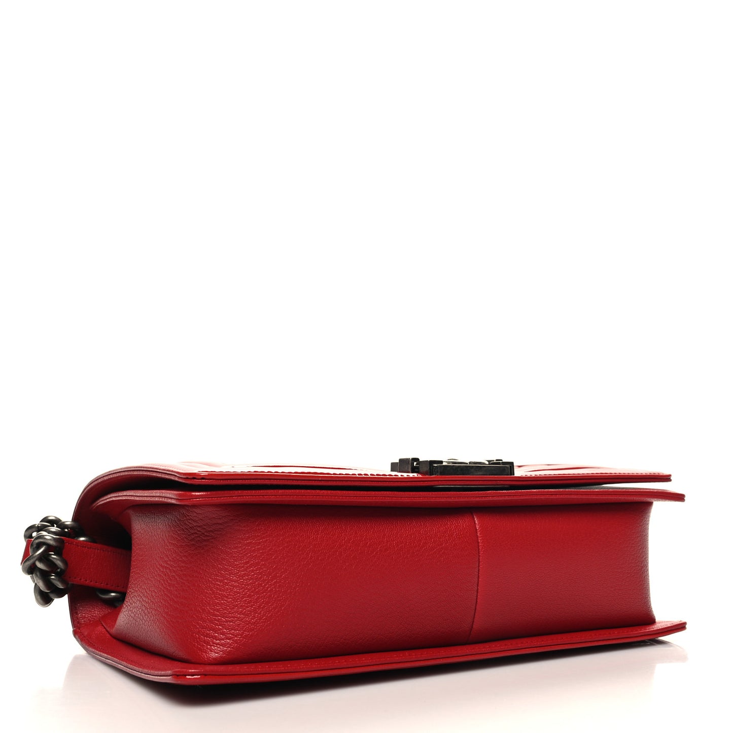 Goatskin Patent Quilted New Medium Boy Flap Red
