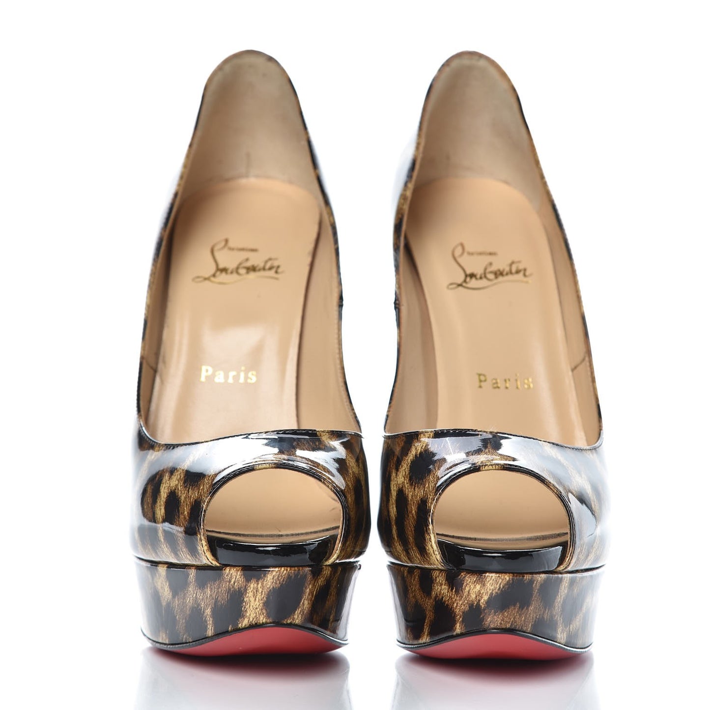 Patent Leopard Lady Peep 150 Pumps 39 Brown