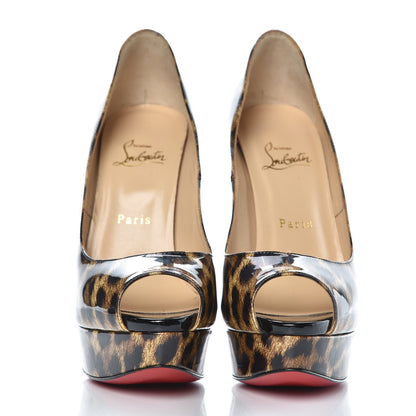 Christian Louboutin Patent Leopard Lady Peep 150 Pumps 39 Brown 2 of 14