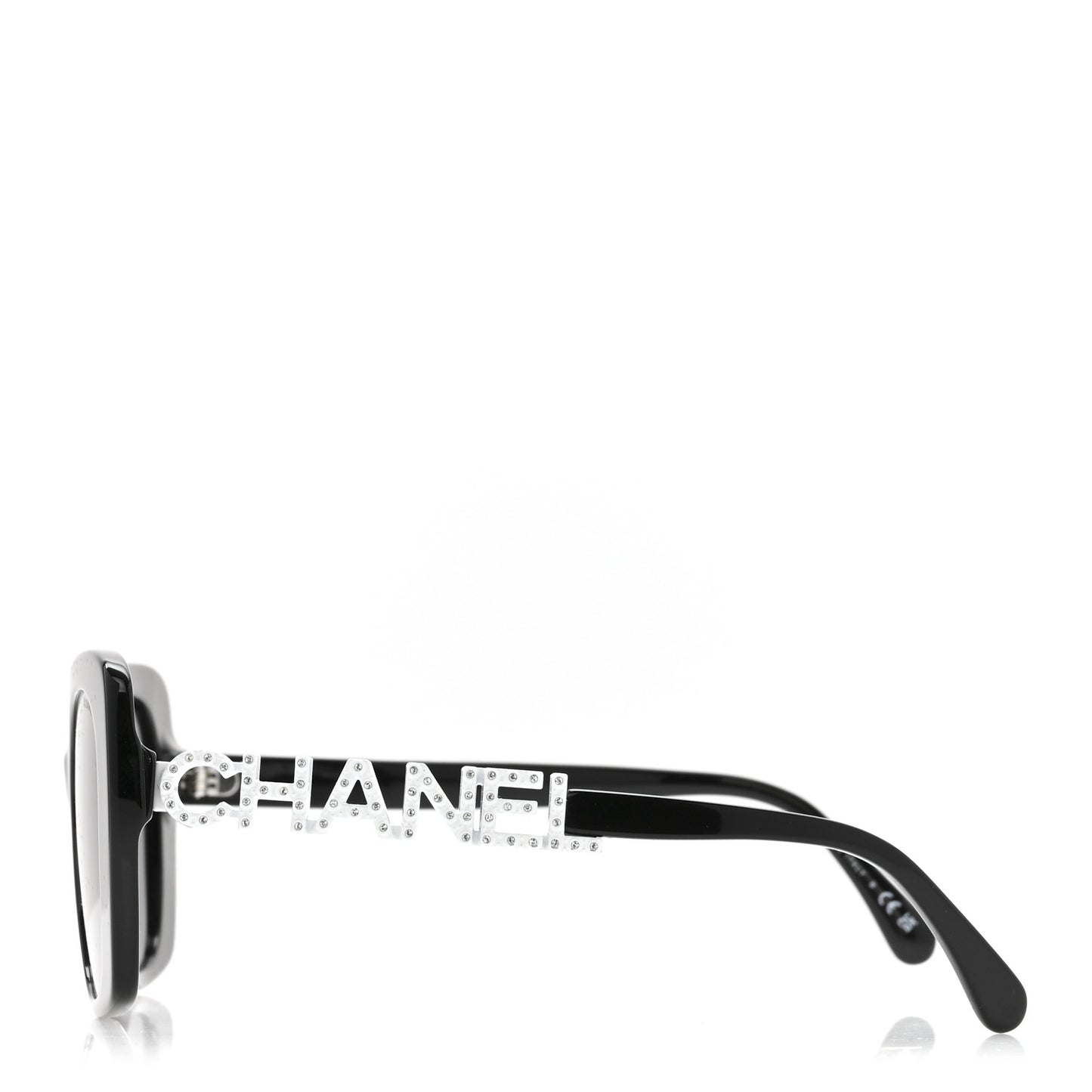 Acetate Strass Square Sunglasses 5422-B Black White