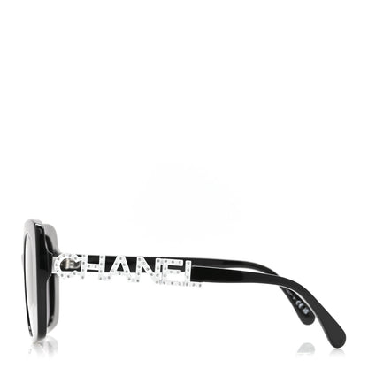 Chanel Acetate Strass Square Sunglasses 5422-B Black White 3 of 8