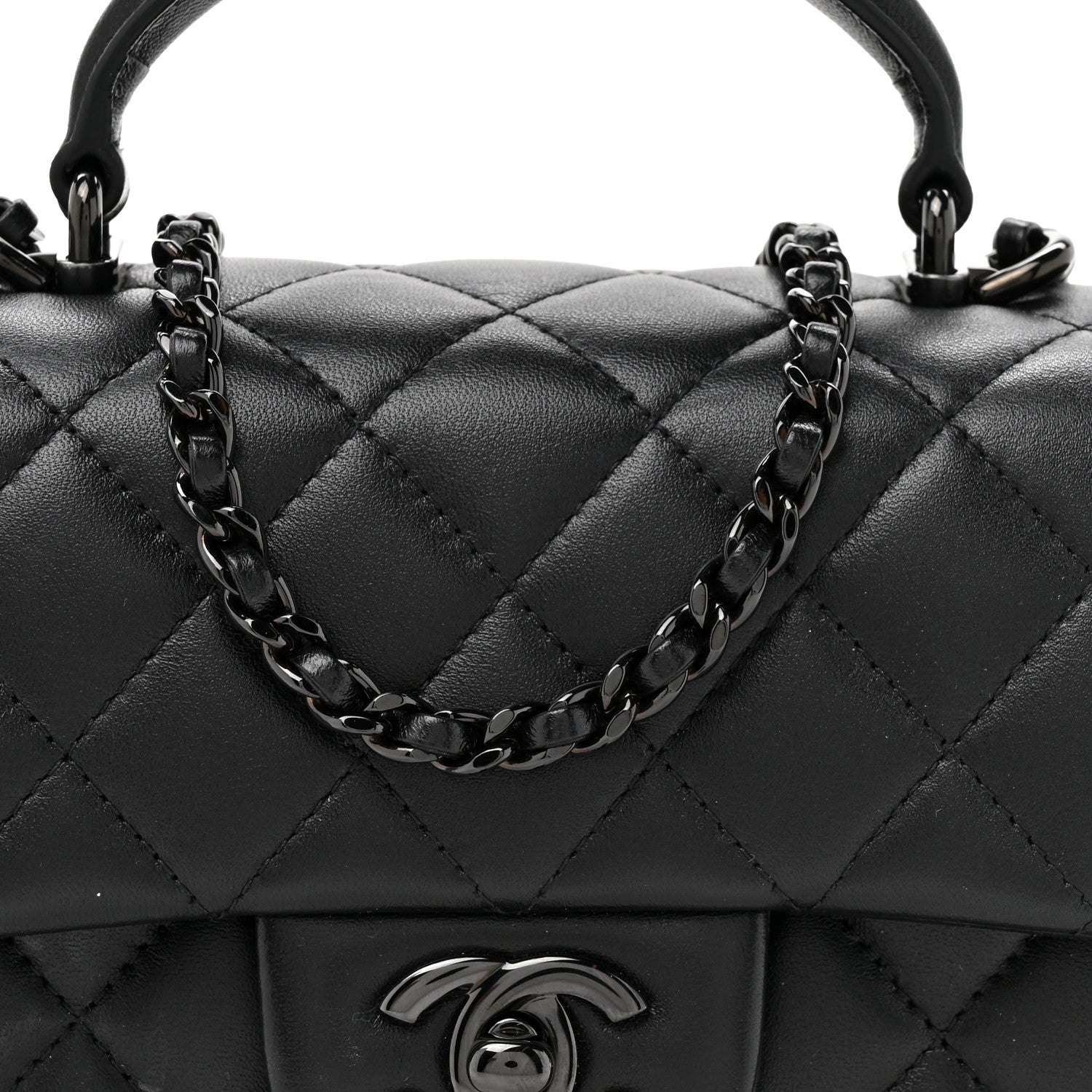 Chanel Lambskin Quilted Mini Top Handle Rectangular Flap So Black 8 of 11