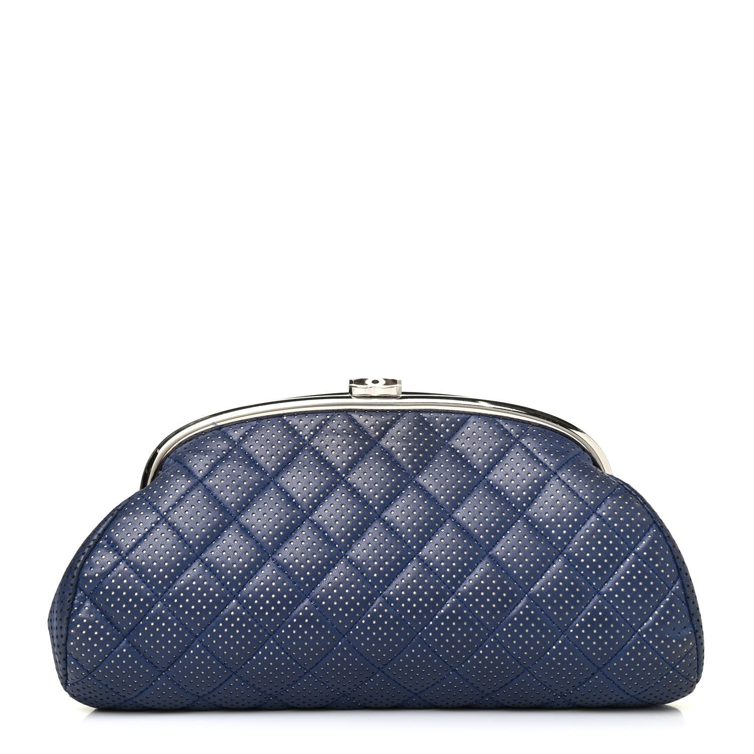 Chanel Lambskin Perforated Quilted Timeless Clutch Navy 1 of 4
