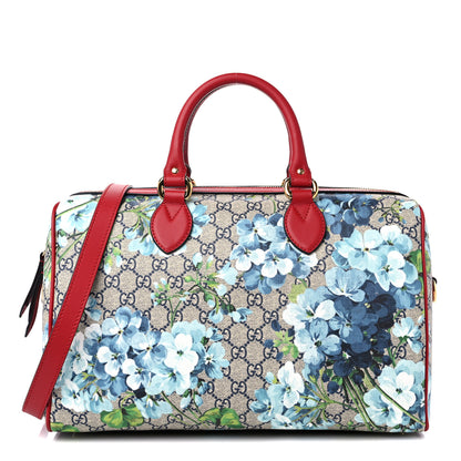 Gucci GG Supreme Monogram Blooms Medium Boston Beige Blue Navy Hibiscus Red 1 of 9