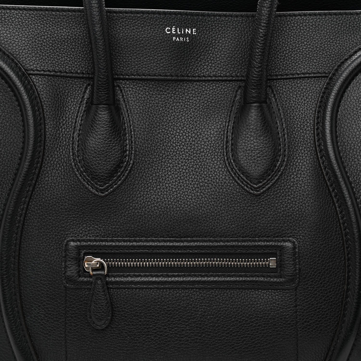 Celine Drummed Calfskin Micro Luggage Black 8 of 10