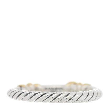David Yurman Sterling Silver 18K Yellow Gold Diamond Petite Helena Wrap Ring 52 6 3 of 4