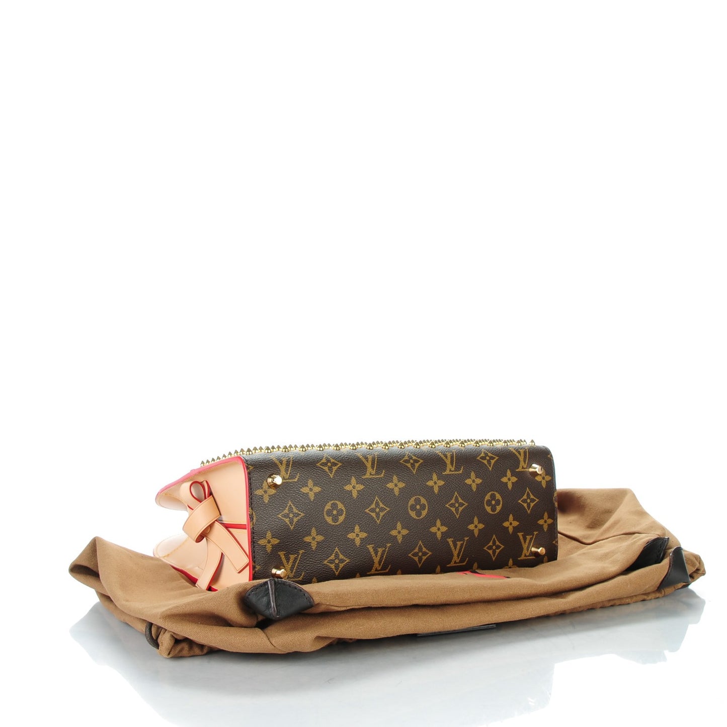 Monogram Calf Hair Spikes Iconoclasts Christian Louboutin Tote Red