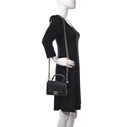 Chanel Calfskin Quilted Small Boy Top Handle Flap Black 2 of 12
