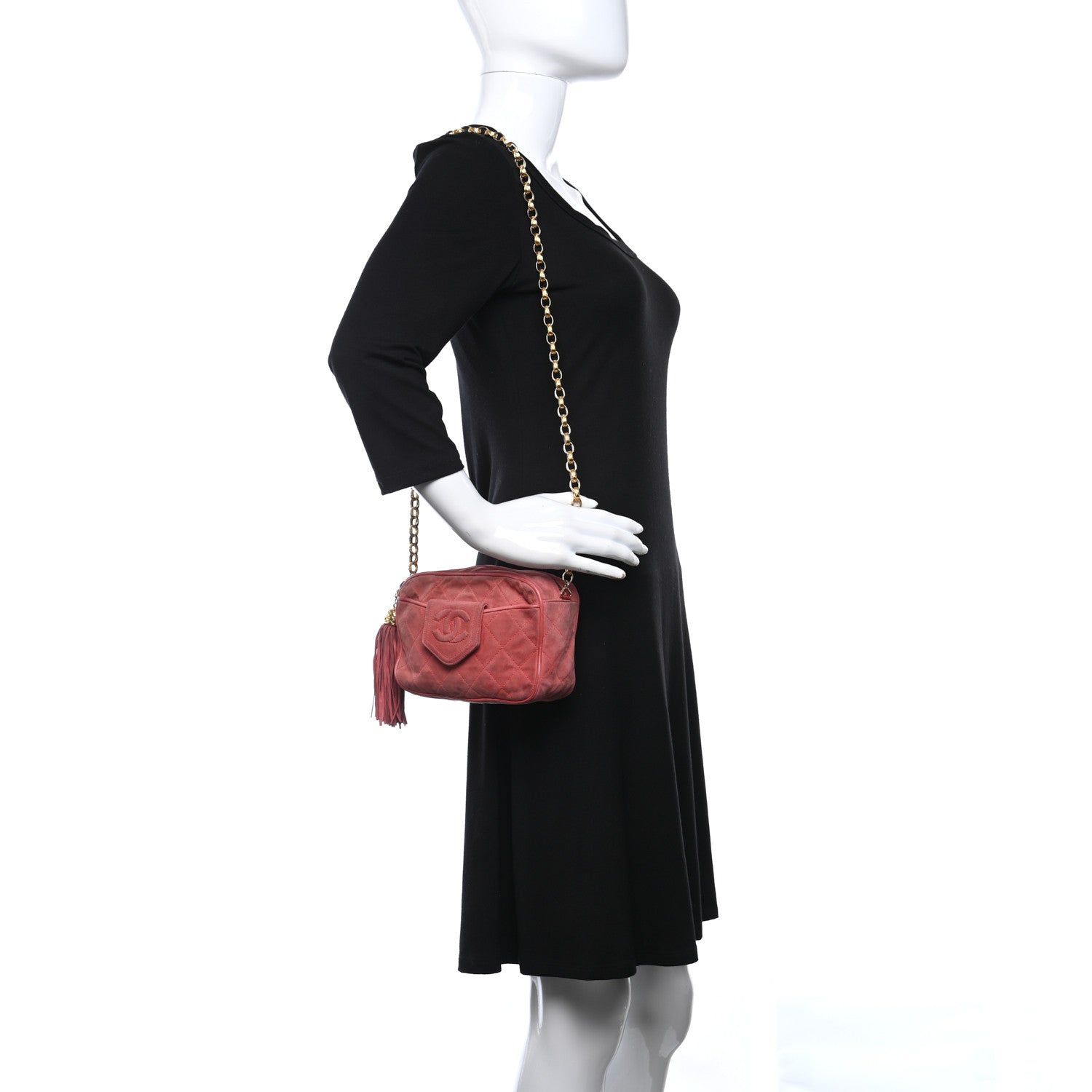 Chanel Suede CC Tassel Camera Case Pink 2 of 15