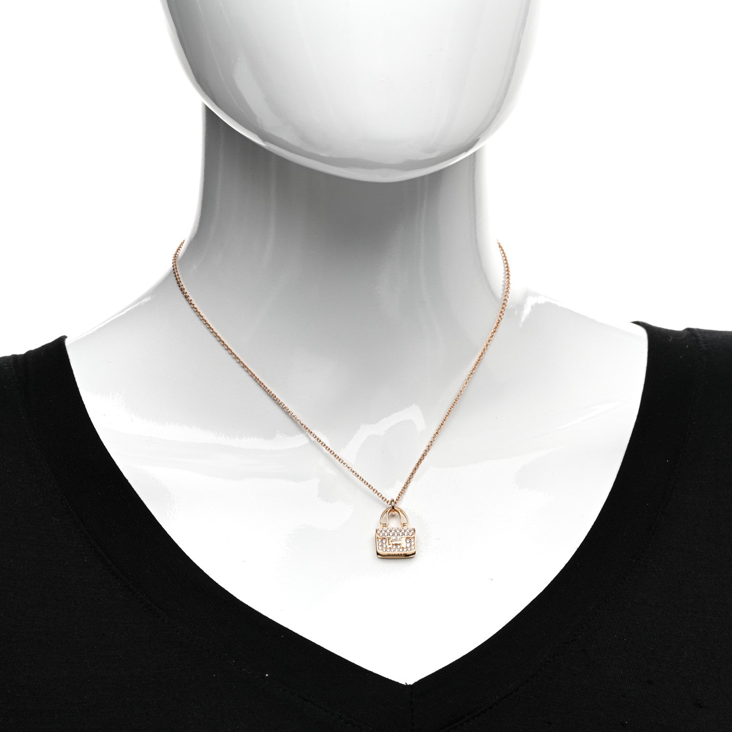 Hermes 18K Rose Gold Diamond Constance Amulettes Pendant Necklace 2 of 5