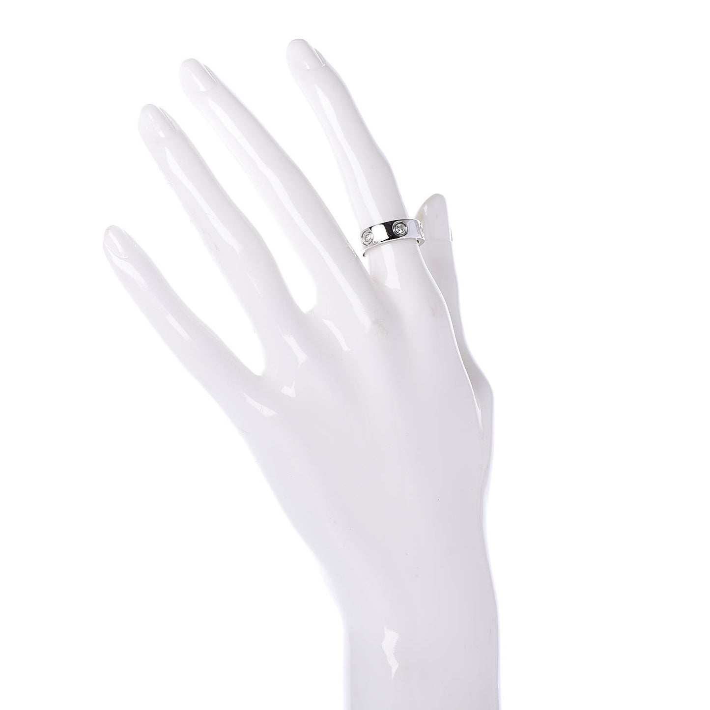 18K White Gold 6 Diamond 5.5mm LOVE Ring 48 4.5